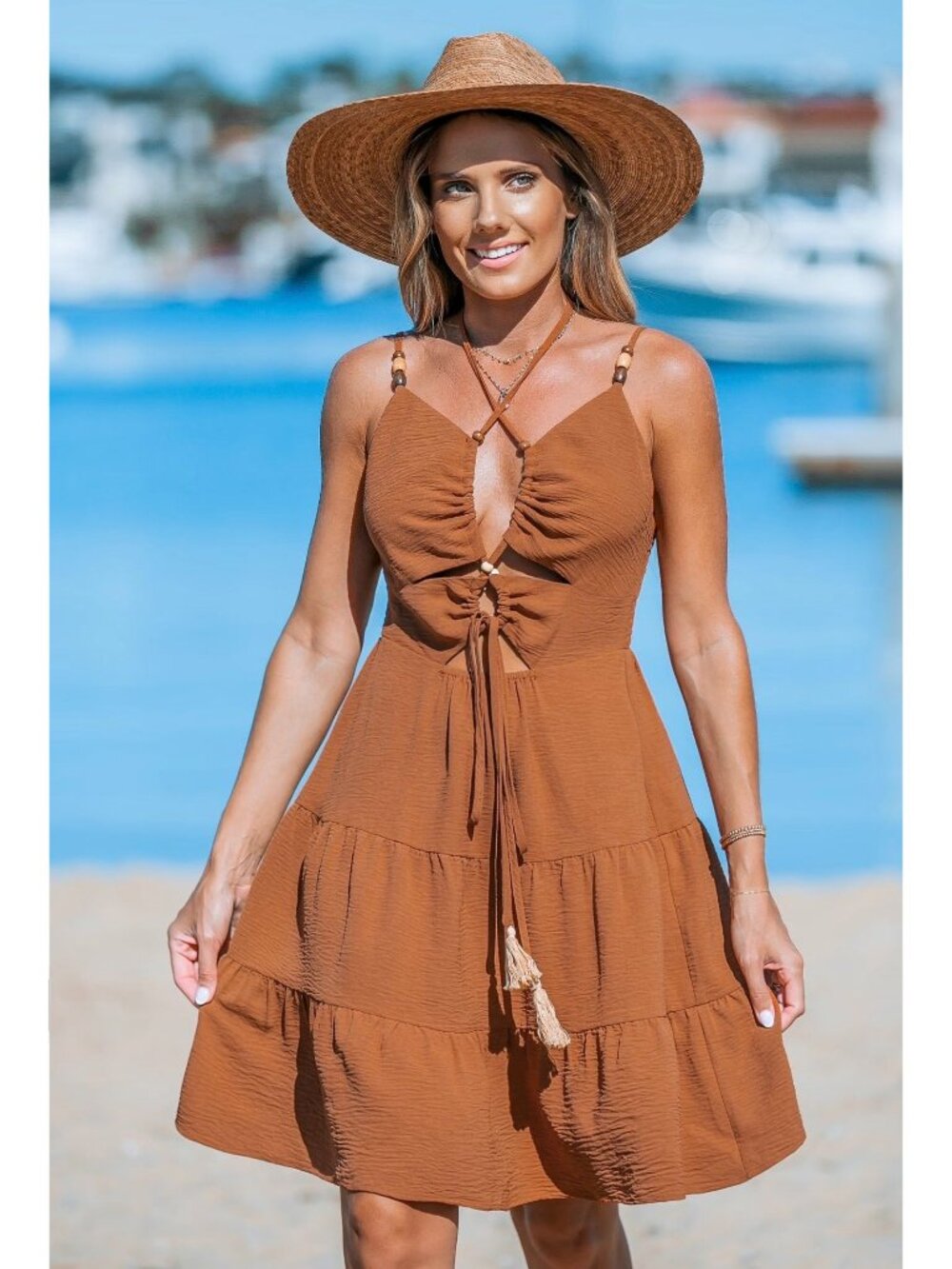 NWT Cupshe Sienna Cross Over Halter Cut-Out Mini Dress - Size: Extra Large